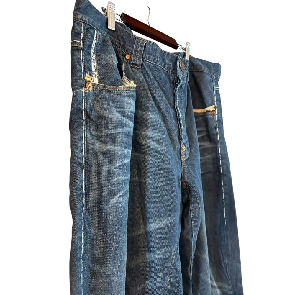 Vintage Parish Men’s Jeans Distressed Y2K Embroidered Baggy Size 40 x 33 - Picture 4 of 11